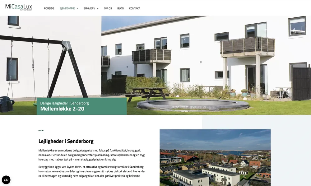 Skærmbillede af MiCasaLux Ejendomme